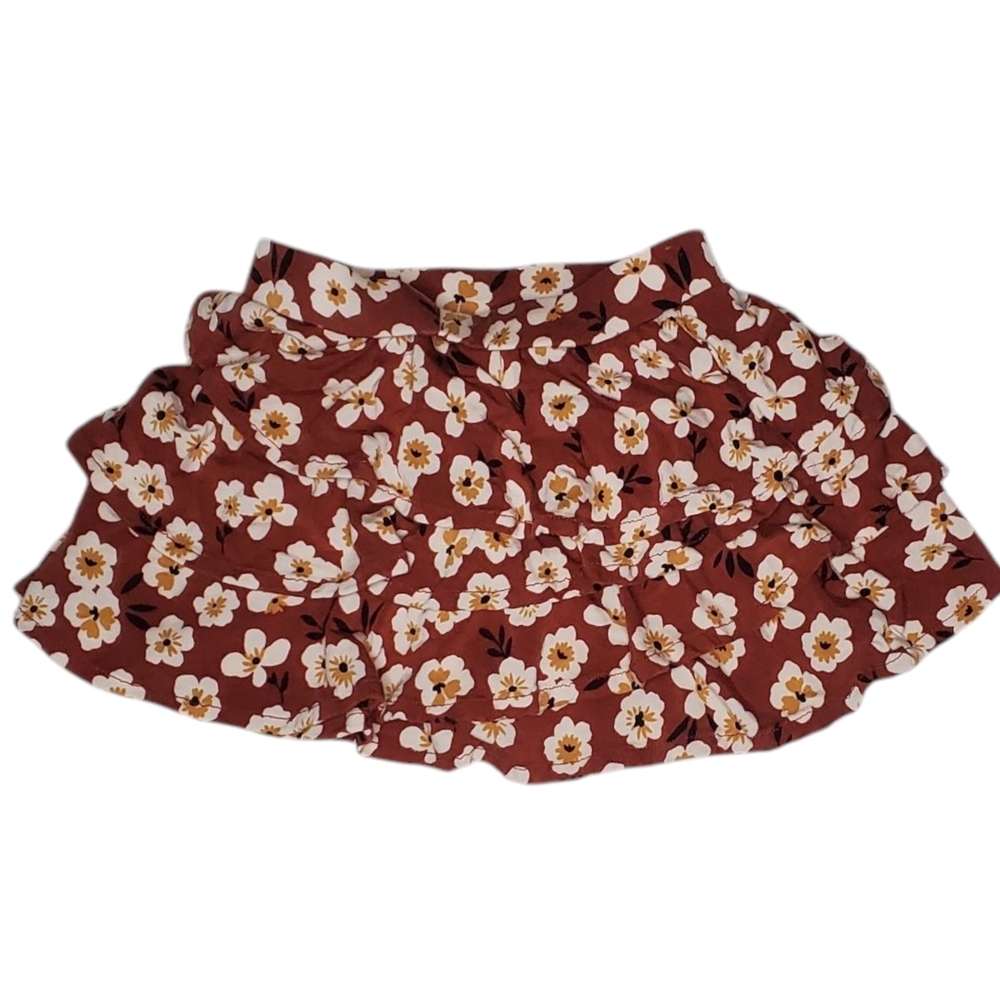 Play By Little Sleepies Skirted Short Brown Floral Baby Girls 12-18 Months